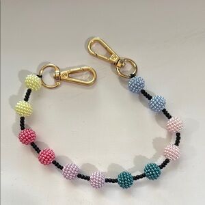 Colorful Beaded Bag charm with Gold Clasps